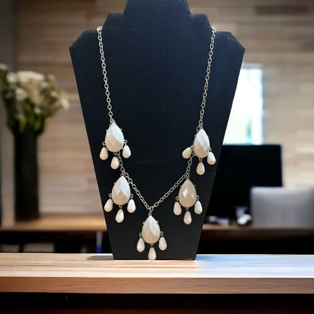 Fashion Jewelry Necklace Silver Tone Metal 27”